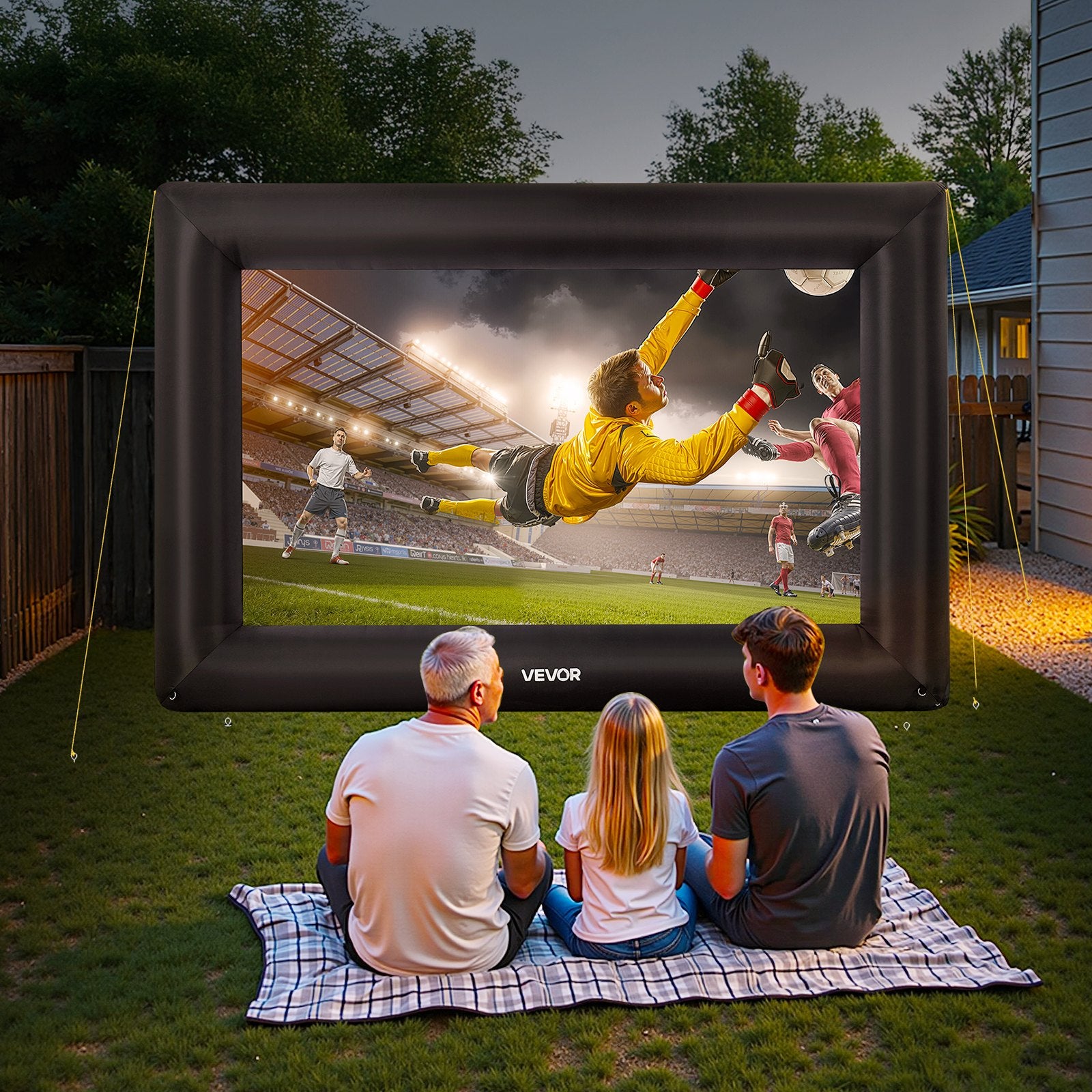 16FT Inflatable Projector Screen, Inflatable Movie Screen Outdoor With 250W Air Blower Projector Screen Oxford Fabric Material Blow Up Screen For Outdoor Backyard, Home Theater, Theme Party