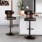 PU Leather Bar Stools Set of 2, 360° Swivel with L-Shaped Backrest – Mid-Century Counter Height Stool, 265lbs Capacity, X-Brace Support & Retro Design for Kitchen, Home Bar