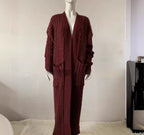 Long Knitwear Cardigan Pocket A Long Sweater Thickened Coat European And American