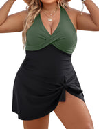 Plus Size Woman Skirt One-piece Swimsuit