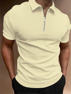 Men's Polo Shirt Solid Color Polo Collar T-shirt Casual Fit Top Men's Clothing