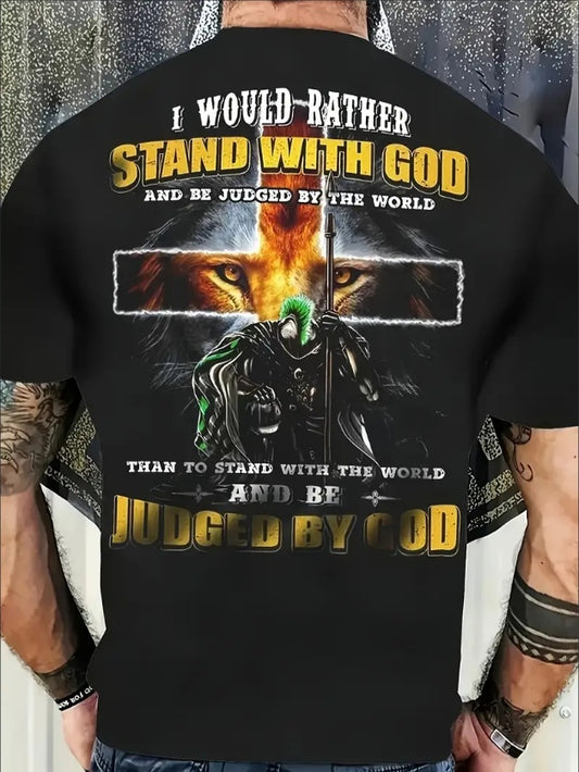 Men's Plus-size T-shirts "Stand with God"