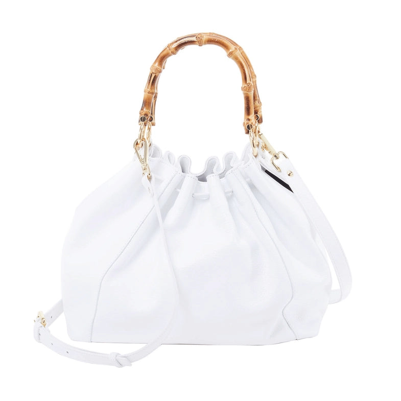 Bamboo Handle leather Shopping Bag