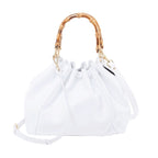 Bamboo Handle leather Shopping Bag