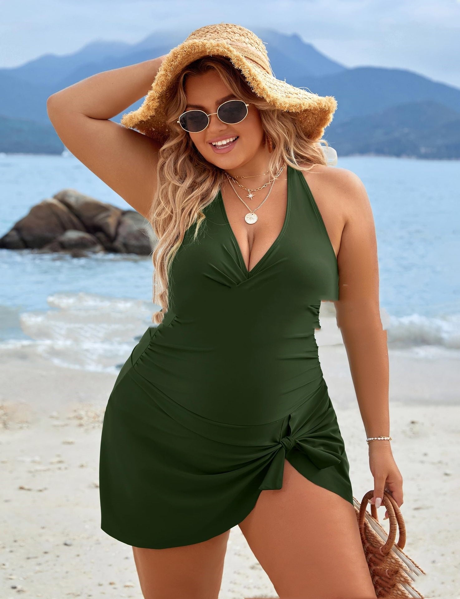 Plus Size Woman Skirt One-piece Swimsuit