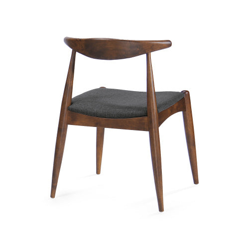 CHAIR  Set Of 2 Set of 2 Mid-Century Dining Chairs with Cushioned Seats, Upholstered in charcoal Fabric