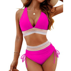 Women's High Waisted Bikini Sets Two Piece Tummy Control Swimsuit Color Block Bathing Suits