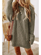 Ldc Cable Knit Drop Shoulder Loose Fit Sweater Dress