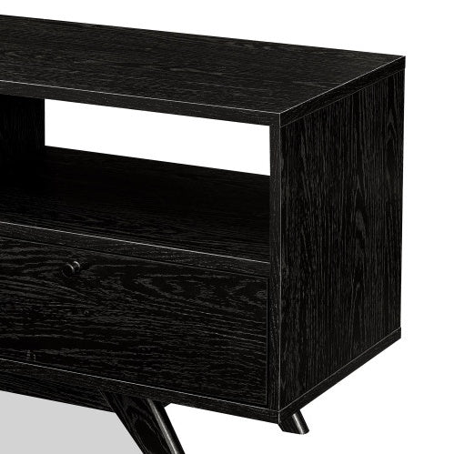 Modern Scandi 3-Door Low Profile TV Stand For TVs Up To 80 Inches Black