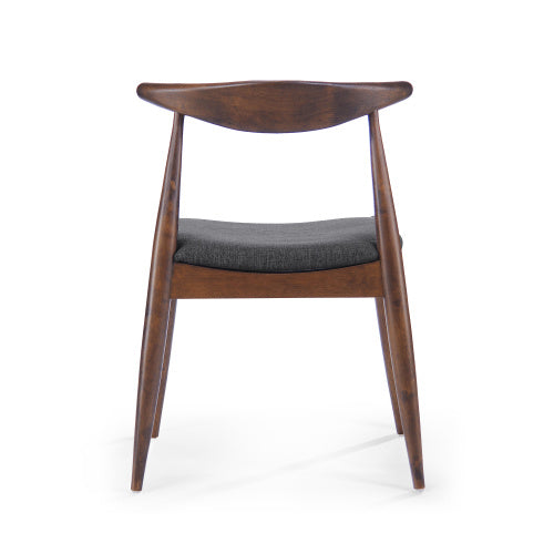 CHAIR  Set Of 2 Set of 2 Mid-Century Dining Chairs with Cushioned Seats, Upholstered in charcoal Fabric