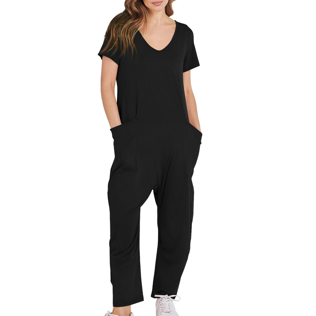 Women's Multi-color Side Slit Pocket Design Solid Color Loose Jumpsuit