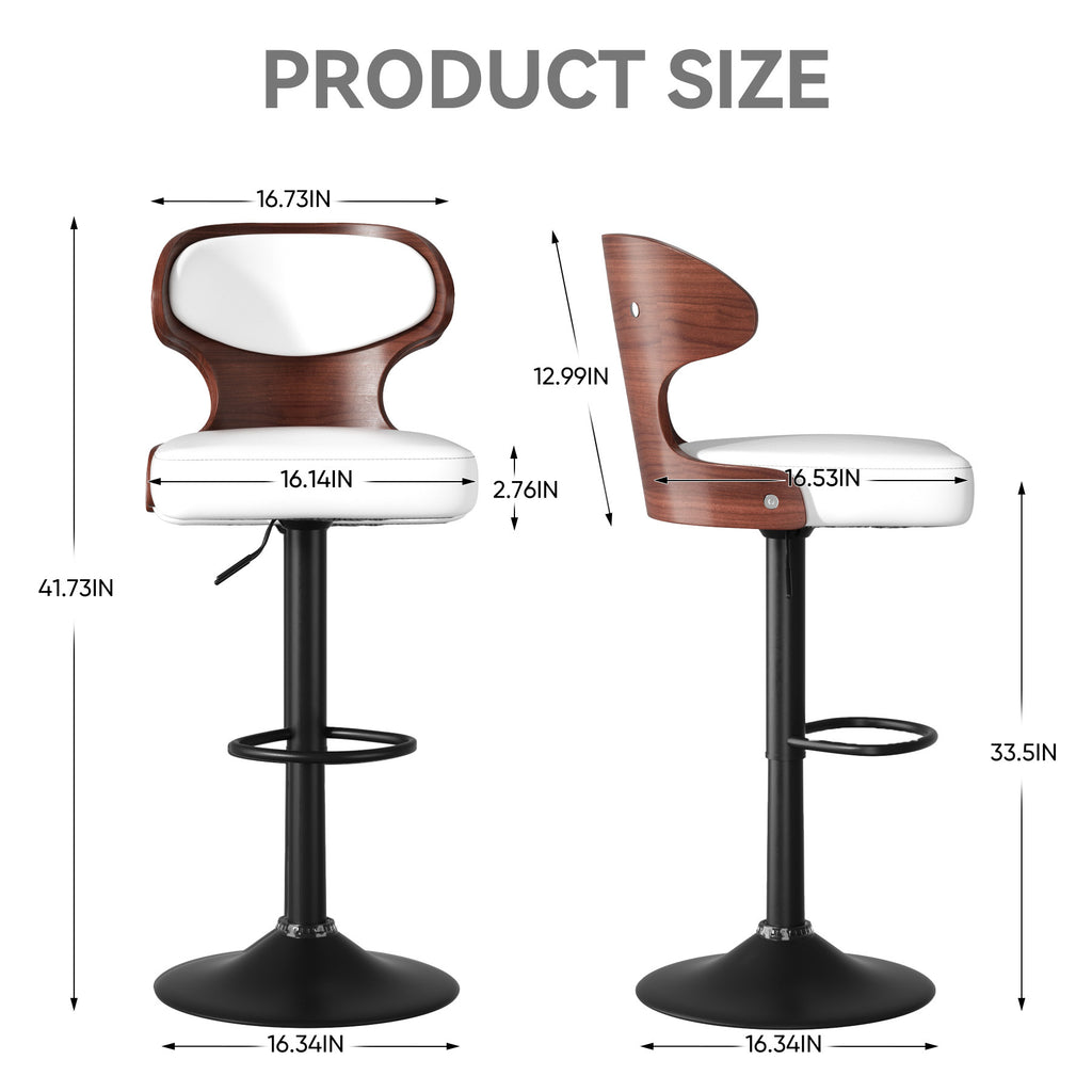 PU Leather Bar Stools Set of 2, 360° Swivel with L-Shaped Backrest – Mid-Century Counter Height Stool, 265lbs Capacity, X-Brace Support & Retro Design for Kitchen, Home Bar