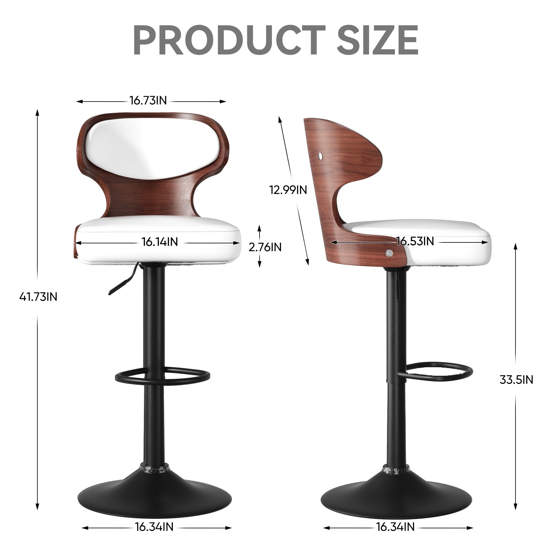PU Leather Bar Stools Set of 2, 360° Swivel with L-Shaped Backrest – Mid-Century Counter Height Stool, 265lbs Capacity, X-Brace Support & Retro Design for Kitchen, Home Bar