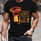 Men's Fist Print T-shirt, Casual Short Sleeved Round Neck T-shirt, Outdoor Men's Clothing