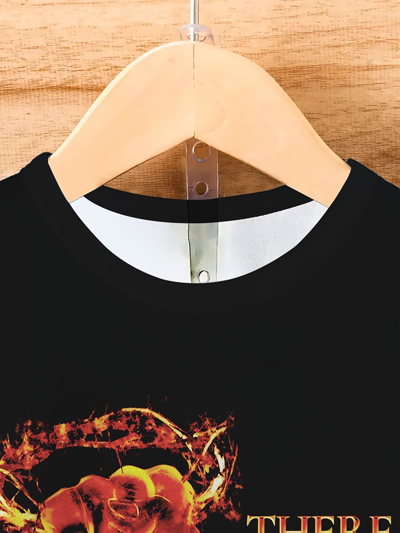 Men's Fist Print T-shirt, Casual Short Sleeved Round Neck T-shirt, Outdoor Men's Clothing