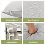 TOPMAX Patio Furniture Round Outdoor Sectional Sofa Set Rattan Daybed Two-Tone Weave Sunbed With Ret