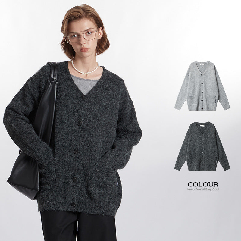 European American Style Fashion Lazy V-neck Couple Cardigan