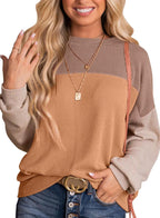 Women's Color Matching Casual Loose Sweater Pullover