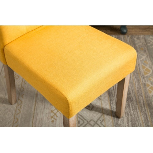 Habit Solid Wood Tufted Parsons Dining Chair, Set Of 2, Yellow