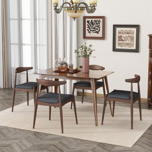 CHAIR  Set Of 2 Set of 2 Mid-Century Dining Chairs with Cushioned Seats, Upholstered in charcoal Fabric