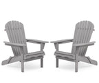 Outdoor Wooden Folding Adirondack Chair Set Of 2 - Solid Cedar Wood