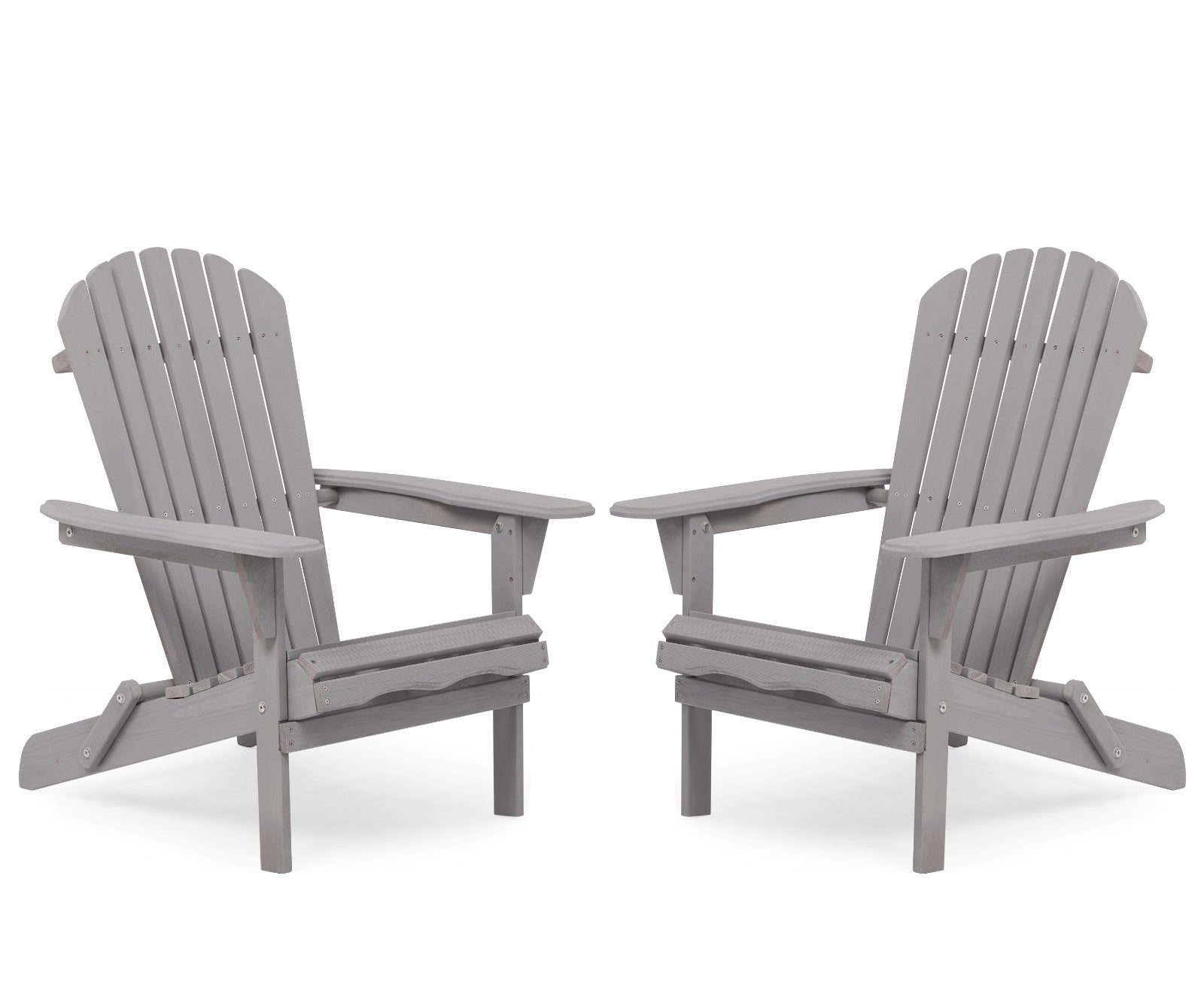 Outdoor Wooden Folding Adirondack Chair Set Of 2 - Solid Cedar Wood