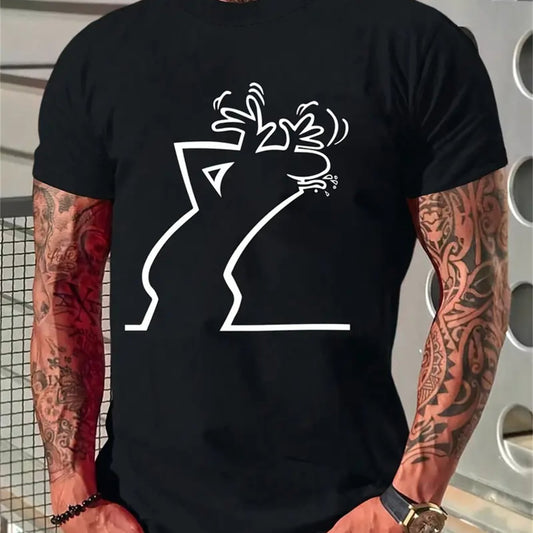 Men's Creative Tops, Casual Short Sleeved Round Neck T-shirts, Summer Outdoor Men's Clothing