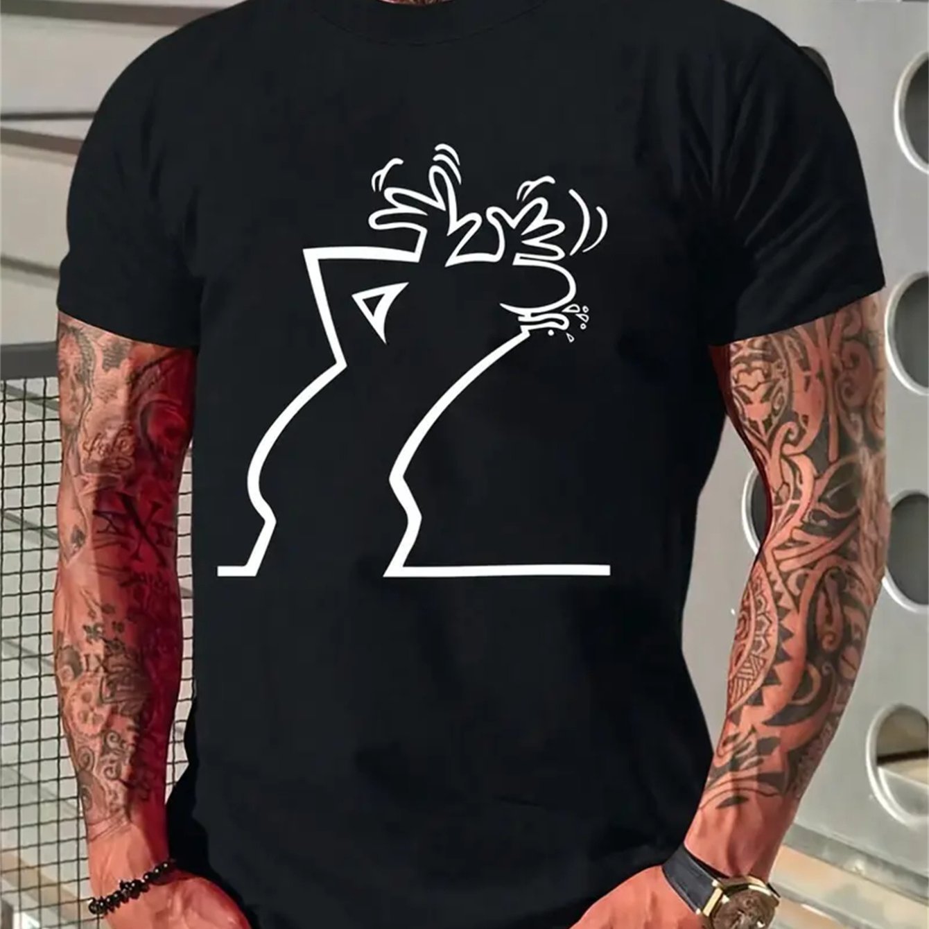 Men's Creative Tops, Casual Short Sleeved Round Neck T-shirts, Summer Outdoor Men's Clothing