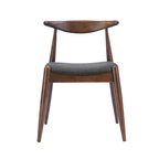 CHAIR  Set Of 2 Set of 2 Mid-Century Dining Chairs with Cushioned Seats, Upholstered in charcoal Fabric