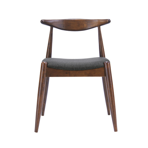 CHAIR  Set Of 2 Set of 2 Mid-Century Dining Chairs with Cushioned Seats, Upholstered in charcoal Fabric