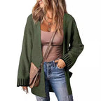 Long Sleeve Color Stitching Knitted Cardigan Pocket Women's Clothing