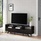 Modern Scandi 3-Door Low Profile TV Stand For TVs Up To 80 Inches Black