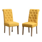 Habit Solid Wood Tufted Parsons Dining Chair, Set Of 2, Yellow