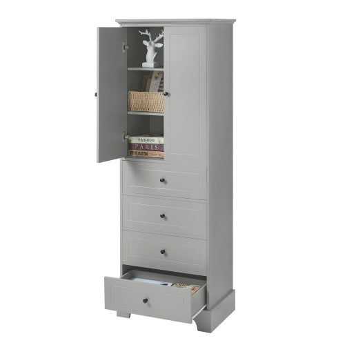 Cabinet With 2 Doors And 4 Drawers For Bathroom, Office