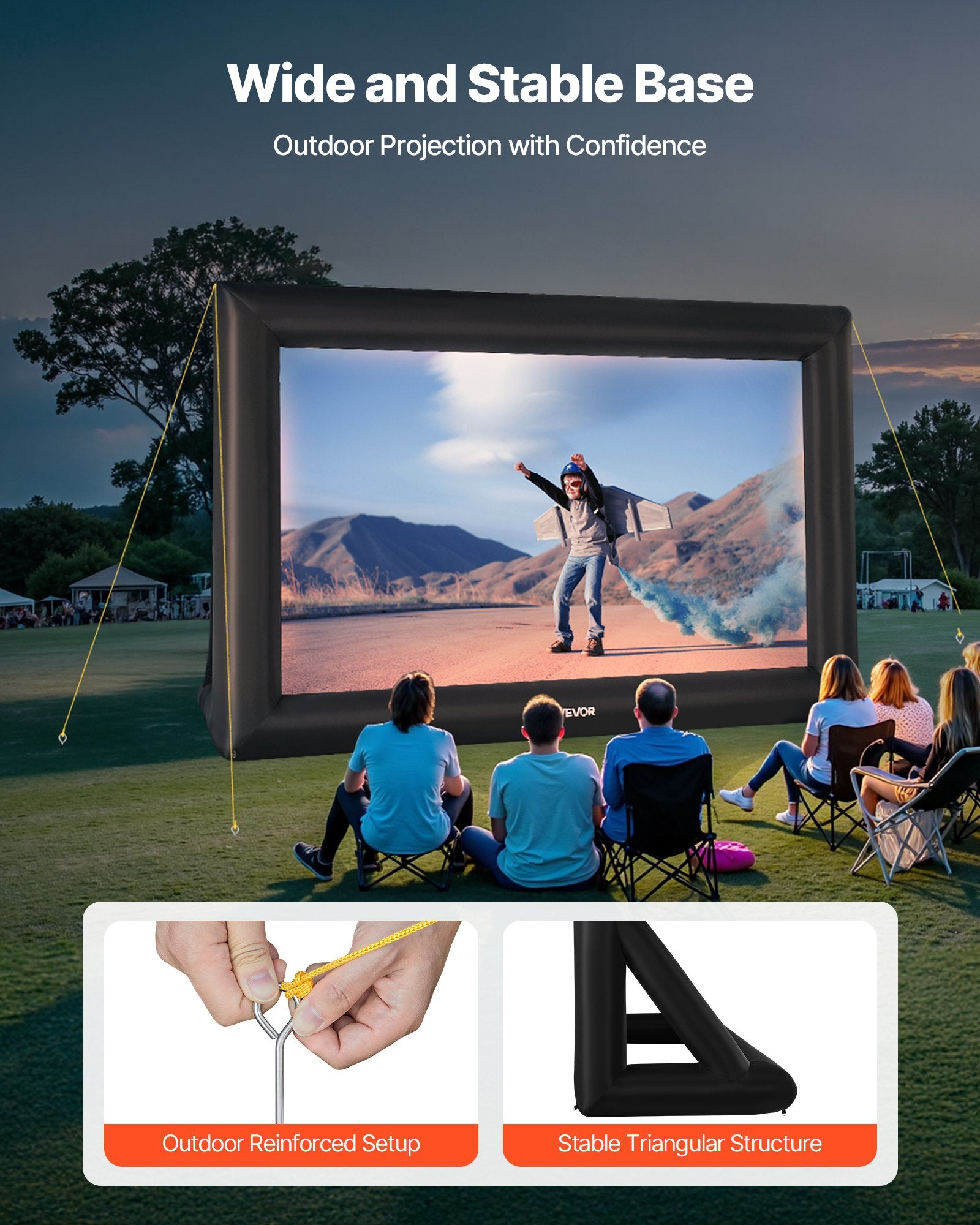 20FT Inflatable Projector Screen, Inflatable Movie Screen Outdoor With 250W Air Blower Projector Screen Oxford Fabric Material Blow Up Screen For Outdoor Backyard, Home Theater, Theme Party