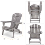 Outdoor Wooden Folding Adirondack Chair Set Of 2 - Solid Cedar Wood