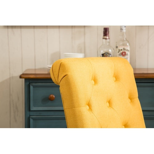 Habit Solid Wood Tufted Parsons Dining Chair, Set Of 2, Yellow