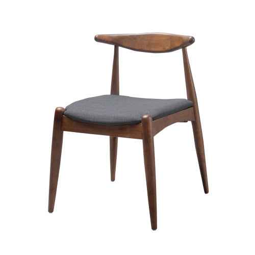CHAIR  Set Of 2 Set of 2 Mid-Century Dining Chairs with Cushioned Seats, Upholstered in charcoal Fabric