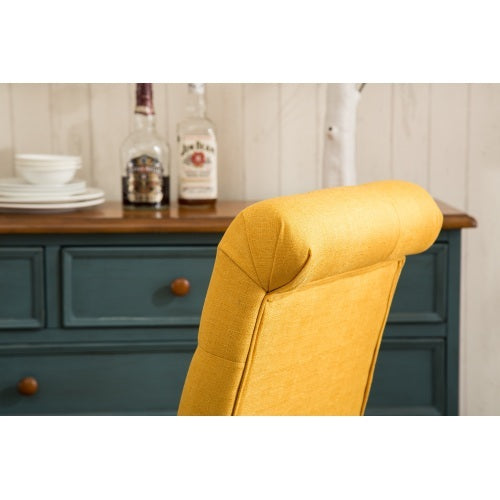 Habit Solid Wood Tufted Parsons Dining Chair, Set Of 2, Yellow