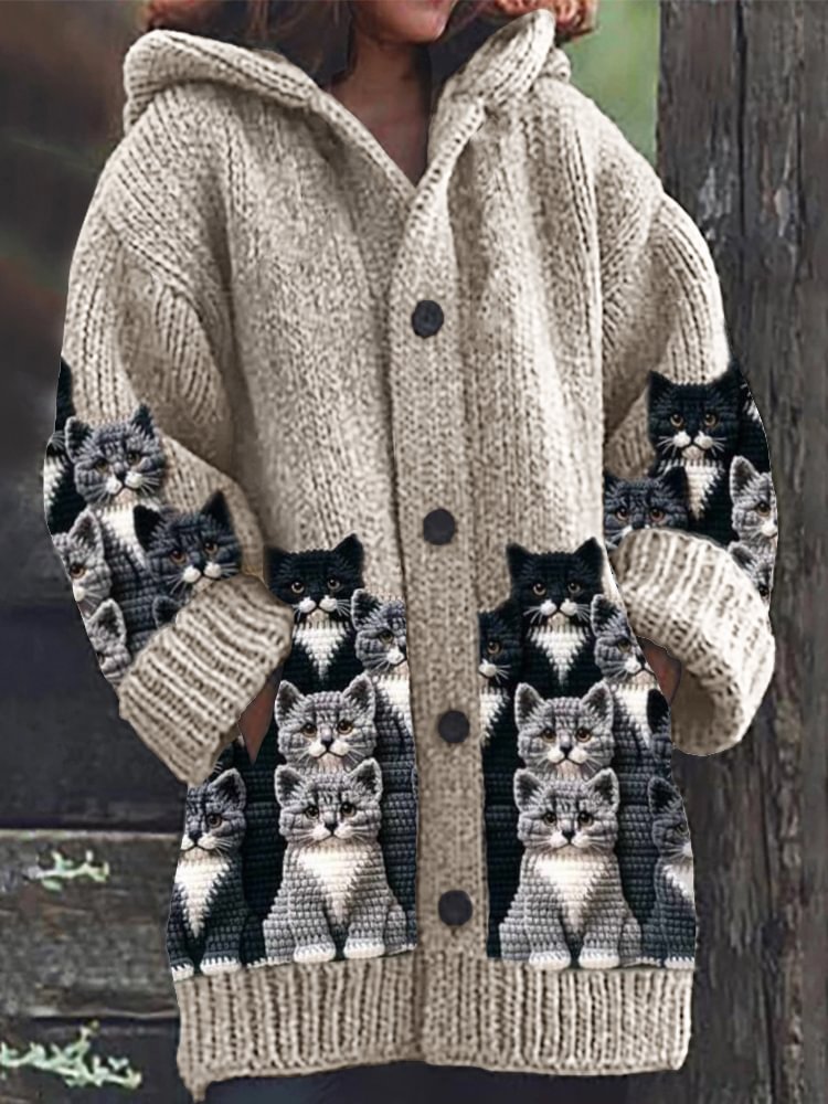 Halloween Animal Print Casual Hooded Cape Coat