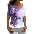 Women's Fashion Asymmetric V-neck T-shirt
