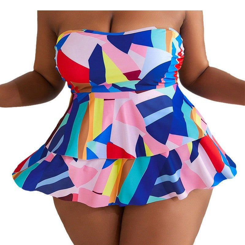 New Printed Tube Top Plus Size Swimsuit For Women