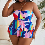 New Printed Tube Top Plus Size Swimsuit For Women