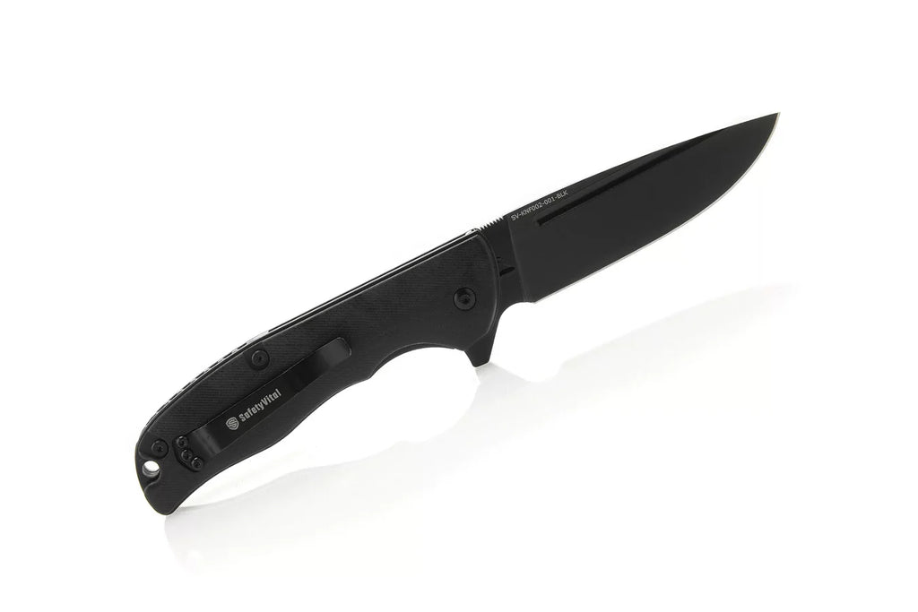 Safetyvital Pocket Knife With Drop Point Blade Black