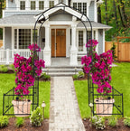 Metal Garden Arch With Plant Stands 79.5W X 86.6H Climbing Plants Rose Support