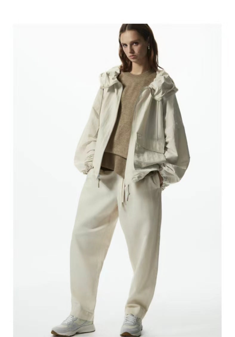 Fashion Linen Blended Zipper Coat