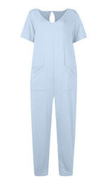 Women's Multi-color Side Slit Pocket Design Solid Color Loose Jumpsuit