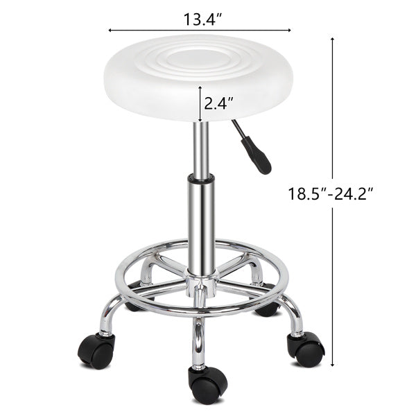 White Technician Bench With Circular Patterned Cushion