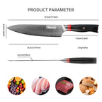 Qulajoy VG10 Chef Knife, 67-Layers Japanese Damascus Knife, 8 Inch Kitchen Knife With Ergonomic Handle, Razor Slicing Knife For Meat, Vegetable