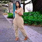 European And American Women's Clothing Solid Color Fashion Casual Street Wear Jumpsuit